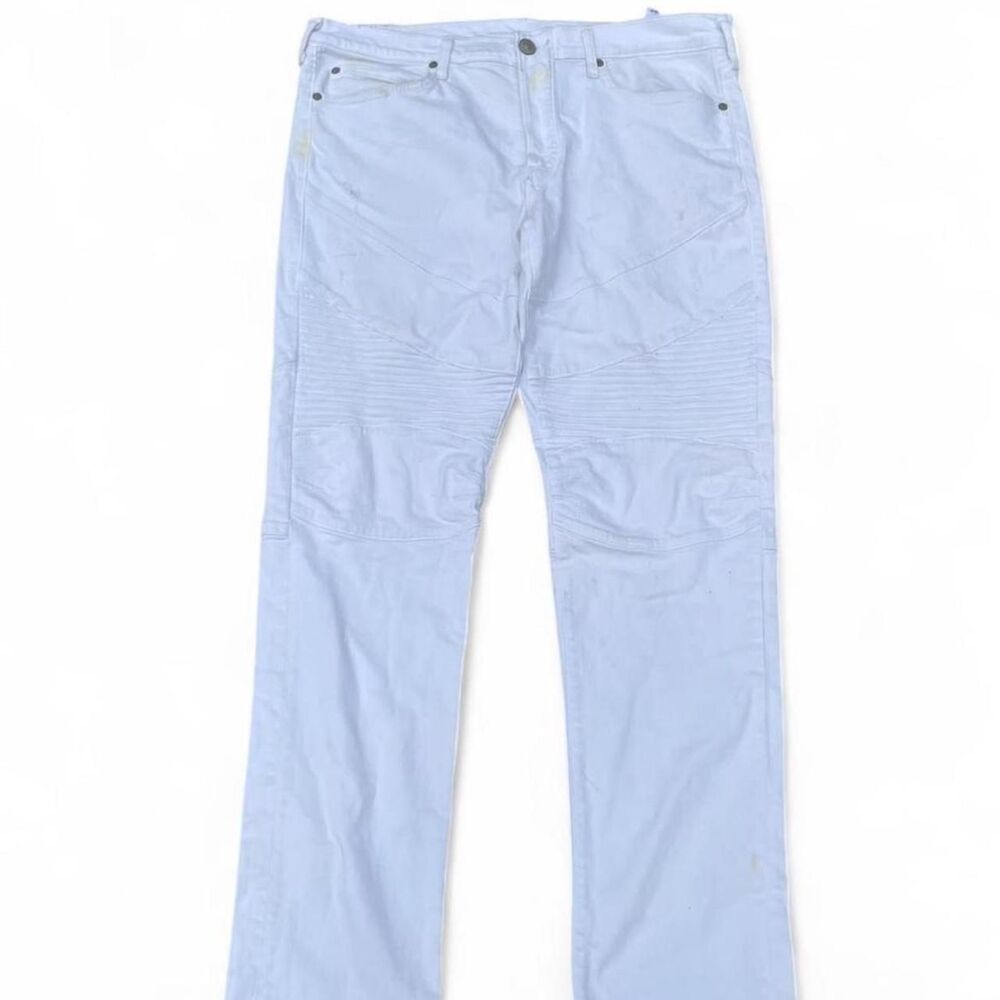 True Religion White Moto Slim Jeans | 36 | Bold
